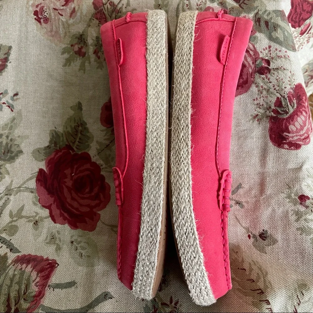 Cole Haan Nantucket Jute Espadrille Coral Pink Teaberry Loafer Shoes NEW